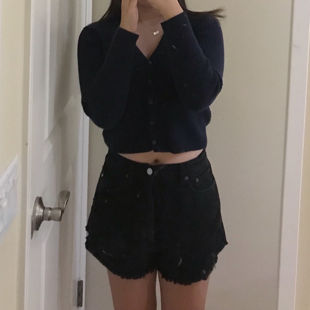 abercrombie & fitch black jean shorts